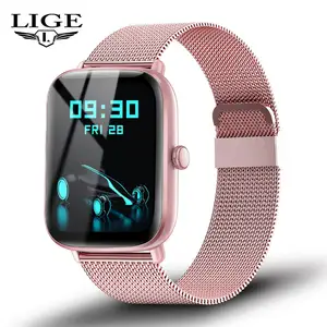 LIGE BW0355 super pink unisex smart watch stylish Mesh Strap sleep monitoring bluetooth Leisure business watch supplier