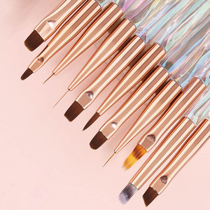 Pinceau à ongles hexagonal en acrylique transparent, pinceau en plastique pour la manucure, la peinture au gel et la création d'art sur les ongles - Product Image 3