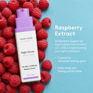 Suero Nocturno de Doble Efecto con Fórmula Vegana, 10% AHA, 1% BHA, para Piel Seca, Rugosa y con Poros Grandes, Etiqueta Privada - Product Image 1