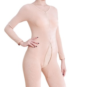 Women <b>Red</b> Long Sleeve Bodysuit With Front Zipper And Open Crotch Design Stretch Fleece <b>Material</b> For Youth Wear - Product Image 3