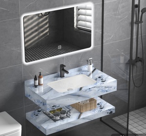 <span class=keywords><strong>Encimera</strong></span> de losa de roca Cerámica debajo del lavabo Baño Mueble de baño montado en la pared - Product Image 3