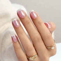 Presse carrée française sur les ongles Faux ongles de luxe réutilisables en gel doux faits à la main de haute qualité avec de la colle en gros