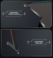 Bureau de jeu en métal YZ, nouveau design, avec éclairage RGB, plateau en fibre de carbone, extension de bureau, assemblage facile pour la maison, le bureau et l'utilisation informatique