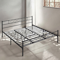 Lit double moderne portable, cadre en acier de style antique, meubles assemblés pour la maison, chambre à coucher, appartement, école, salle à manger et hôtel