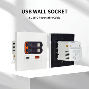 Новый стиль 20 Вт Быстрая зарядка USB розетка верхняя модная настенная розетка 1 * USB A + USB C 2 * кабель расширения - Product Image 2