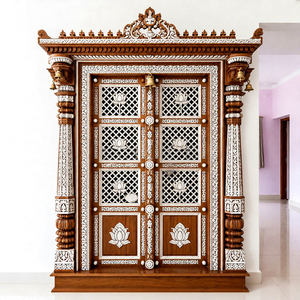 Customized Teak Wood Traditional Haveli Style Heavy Carved Pooja Room Door with <b>Frame</b> for Living Room Entrance - Product Image 3