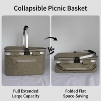 GYMJK Panier de pique-nique isotherme pliable et portable, glacière de camping extérieure grande capacité en tissu Oxford avec feuille d'aluminium 3 couches 1