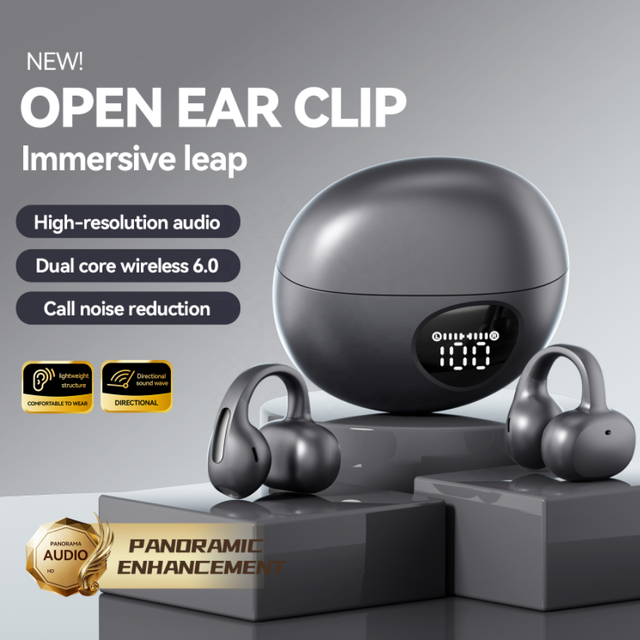 2026 New M158 6.0 Ear-clip Open Ear Sports Wireless Earbuds Touch Control OEM Custom Logo Factory Digital Display for V6.0