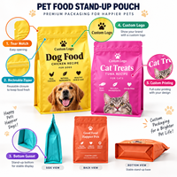 Sacs d'emballage pour aliments pour animaux de compagnie de taille personnalisée, résistants à l'humidité, en plastique, vides, pour chiens et chats, avec fermeture éclair