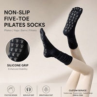 Chaussettes de Pilates antidérapantes à cinq doigts avec grip en silicone, respirantes, pour yoga, fitness et barre, pour femmes, avec séparation naturelle des orteils, logo personnalisé