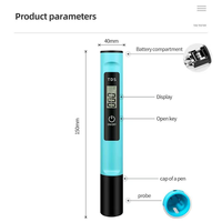 Testeur de qualité de l'eau potable pour aquariums et piscines hydroponiques Compteur TDS portable en un clic Stylo TDS détection PPM Affichage LCD