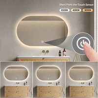 Miroir intelligent anti-buée moderne avec LED, IP44, forme ovale personnalisée, éclairage LED à intensité variable, miroirs de salle de bain pour hôtel