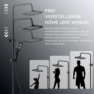 FORIOUS Ensemble <span class=keywords><strong>de</strong></span> <span class=keywords><strong>douche</strong></span> thermostatique design moderne avec barre coulissante réglable en hauteur <span class=keywords><strong>de</strong></span> <span class=keywords><strong>90</strong></span> à 125 <span class=keywords><strong>cm</strong></span>, 3 types <span class=keywords><strong>de</strong></span> jets, fixation murale, 1 poignée - Product Image 4