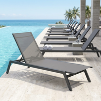 Chaise longue moderne d'extérieur en aluminium, imperméable, en Teslin, pour hôtel, villa, bord de piscine, patio, jardin, mobilier commercial