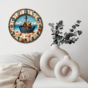 Round Wooden Wall <b>Clock</b> 25cm Classic Design <b>Silent</b> Non Ticking For Home Living Room Bedroom Decor - Product Image 2