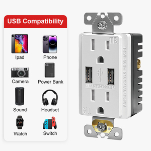 Mỹ <span class=keywords><strong>USB</strong></span> sạc Ổ cắm ổ cắm điện <span class=keywords><strong>USB</strong></span> Ổ cắm điện Duplex <span class=keywords><strong>USB</strong></span> tường Outlet ul được liệt kê - Product Image 4