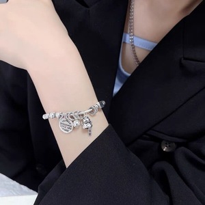 Bracelet élastique en argent sterling S925 de style vintage avec pendentif breloque, cadeau unisexe, bijoux - Product Image 5