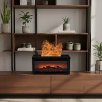 Difusor de Aromaterapia Ultrasónico con Diseño de Chimenea Vintage, Silencioso, Alimentado por USB, Capacidad de 0.5L, con Humidificación y Llama Simulada en 3D