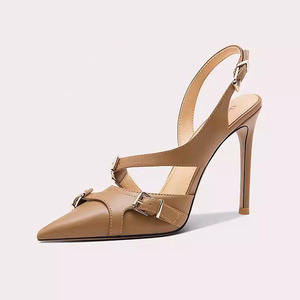 Migliore vendita <span class=keywords><strong>scarpe</strong></span> taglie personalizzate da donna tacchi sottili in microfibra <span class=keywords><strong>scarpe</strong></span> superiori marrone fibbia per cintura tacchi alti - Product Image 1