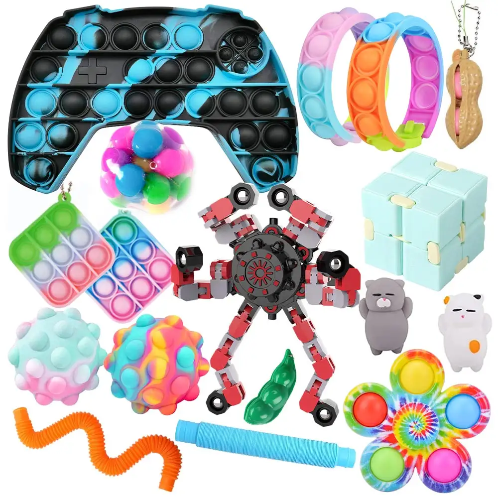 23 26 38 40 50 Pcs Pieces Pack Sensory Fidget Toys Set Pink Donut Stress Relief Fidget Bundle With Storage