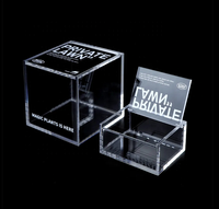 Boîte de présentation de stockage en acrylique transparent carré de boîte de cube avec la boîte acrylique de logo d'impression d'écran en soie