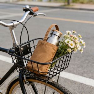 Bolsa de Mano Tipo Tote de Lona Blanca para Boda con Portavasos, Bolsa de Compras con Logotipo Personalizado - Product Image 4