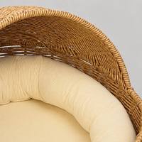 Lit pour chat en rotin naturel artisanal, nid sphérique pour animaux de compagnie avec coussin lavable, maison de luxe en rotin pour chats et petits chiens