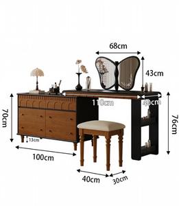 Vintage Modern Wooden Apartment <b>Dressing</b> <b>Table</b> Lighted Mirror Solid Wood Makeup Vanity Set Chair Bedroom - Product Image 4