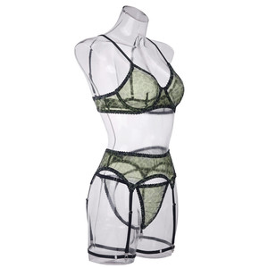 Conjunto de Lencería de Malla Transparente con Estampado de Leopardo de Lujo, Nuevo Conjunto de 3 Piezas de Sujetador y Tanga para Pechos Grandes - Product Image 5