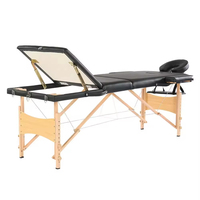 Plegable portátil 3 secciones salón de belleza Spa mesa de masaje altura ajustable patas de madera cama de masaje