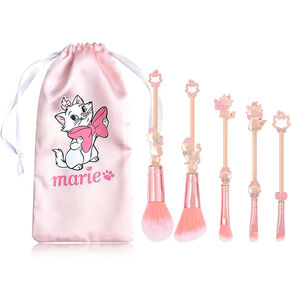 Juego de 5 Brochas de Maquillaje de Dibujos Animados Marie Cat en Oro Rosa, Juego de Brochas Cosméticas con Mango de Metal Exquisito, Brochas de Maquillaje AristoCats - Product Image 1