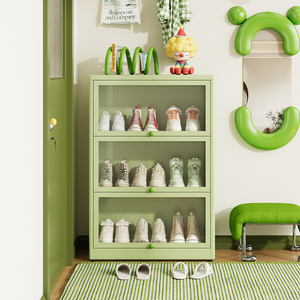 <span class=keywords><strong>Zapatero</strong></span> Metálico Multicapa <span class=keywords><strong>Verde</strong></span> con Esquinas Redondeadas y Puerta, Mueble <span class=keywords><strong>Zapatero</strong></span> de Acero que Ahorra Espacio para Apartamentos - Product Image 2
