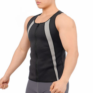 Gilet de maintien de la chaleur à fermeture éclair pour hommes Gilet rehaussant la sueur Chemise de costume de sauna Gilet de compression Haut de vêtement de forme pour l'exercice de la salle de sport - Product Image 2