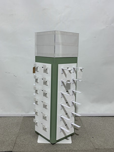 Trắng xoay màn hình đứng vuông kim loại đồ trang trí kệ trưng bày với móc nhựa và cơ sở ổn định cho cửa hàng bán lẻ - Product Image 2