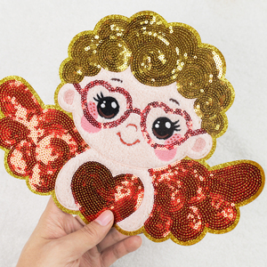 แพทช์ปักลายการ์ตูนหมีน่ารัก ดีไซน์ใหม่ ลายลูกศรคิวปิด  แบบติดเสื้อ  ขนาดใหญ่  สำหรับวันวาเลนไทน์  แบบปักเลื่อม  รับทำตามสั่ง - Product Image 2