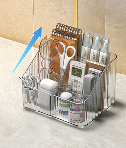 Hộp lưu trữ trong suốt chia công suất lớn <span class=keywords><strong>lidless</strong></span> Máy tính để bàn Bàn bàn trang điểm mặt nạ mỹ phẩm chăm sóc da tạp phẩm tổ chức - Product Image 5