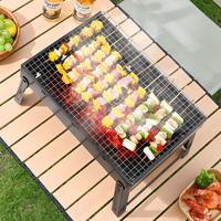 Barbecue pliant portable en acier inoxydable léger avec support d'outils pour cuisson en extérieur et camping