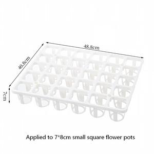 Plateau de culture pour 30 plantes succulentes, grille fixe pour pots carrés de 7x8 cm, en plastique noir et blanc - Product Image 3