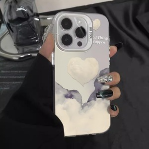 เคสฝาครอบโทรศัพท์มือถือ TPU ลายหัวใจเคลือบสีเงินพิมพ์ลายหัวใจสำหรับ iPhone XR XS MAX 11 12 13 14 15 16 17 Air - Product Image 1