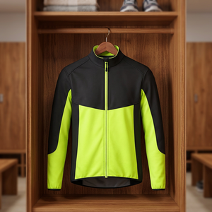 Jersey de Ciclismo para Hombre, Negro y Verde Lima, con Cierre Completo, Manga Larga, Resistente al Viento, Secado Rápido, Ecológico, 100% Poliéster, Marca OEM Personalizada - Product Image 1