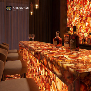 Bancone <span class=keywords><strong>Bar</strong></span> in Agata Rossa Brasiliana Naturale Retroilluminato per Hall di Hotel, Ristoranti e <span class=keywords><strong>Bar</strong></span> - Product Image 1