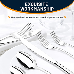 Juego de Cubiertos Modernos de Acero Inoxidable para Restaurante, Incluye Cucharas, Tenedores y Cuchillos Plateados a Bajo Precio para Fiestas y Hogar - Product Image 4