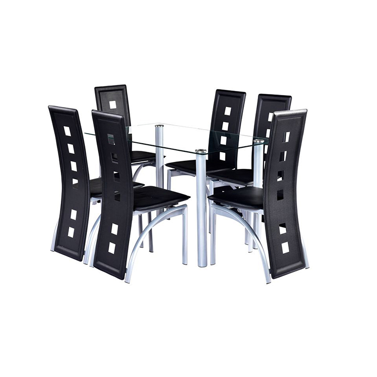 Free sample high quality tempered glass dining room set modern dining table and 4 chairs