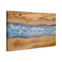Planche à découper en bois d'olivier Gilly avec résine grise, planche à charcuterie pliable et lavable au lave-vaisselle