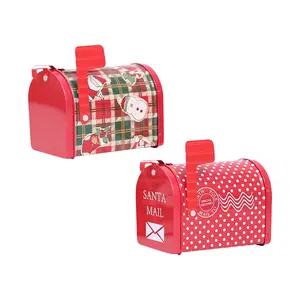 크리스마스 사탕 상자 공예 철 저장 상자 주최자 주석 상자 사서함 크리스마스 장식품
