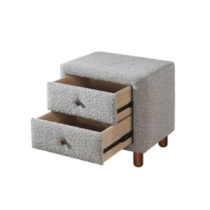 Comodino Cleo Grey Boucle con due cassetti e gambe in legno - Product Image 5