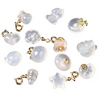 Pendentif Patte de Chat en Agate Blanche Gelée de Litchi Naturelle, Sac Porte-Bonheur, Accessoires de Bijoux Faits Main DIY, Petites Perles, Style Ethnique