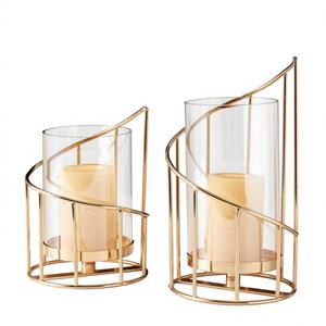Support de bougie spirale de luxe doré, style nordique géométrique, fait main, écologique, décoration d'intérieur, centre de table artistique et asymétrique - Product Image 1