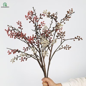 Branche de baies artificielles, mini plante décorative en plastique à longue tige pour la maison, les fêtes, les tables, les vases et la décoration des cafés - Product Image 5