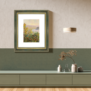 Cadre photo élégant vert forêt foncé avec bordure dorée, double face, écologique, imperméable, taille personnalisable, salon, chambre à coucher - Product Image 4